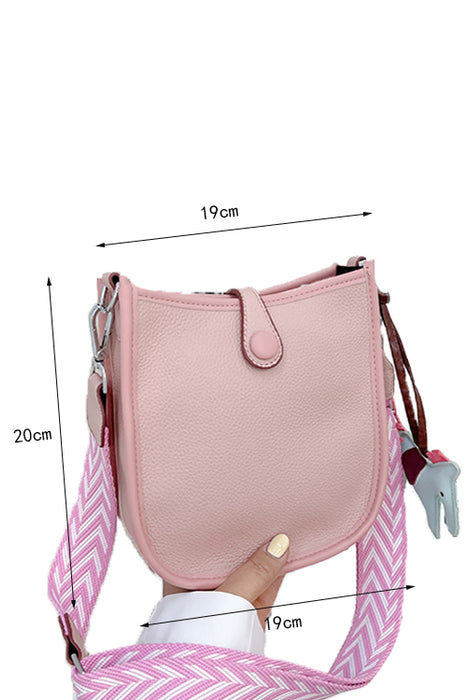 Pink Casual Solid Braid Strap Crossbody Bag