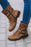 Brown Faux Suede Zip Up Buckle Straps Ankle Boots