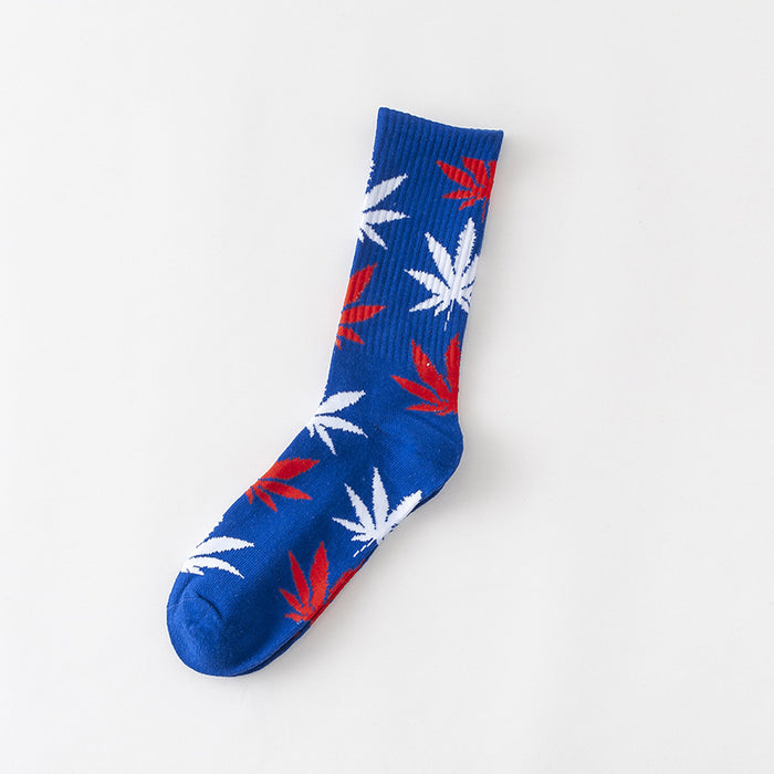 Women's Leaves Are Cotton Middle Tube Socks Thick