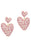 Pink Rhinestone Pearl Dual Heart Shape Valentine Earrings