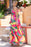 Multicolor Geometric Colorblock V Neck Tiered Maxi Dress