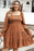 Chestnut Plus Size Smocked Ruffled Sleeve Shirred Mini Dress