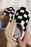 Black Checkered Print Fuzzy Slip On Winter Slippers