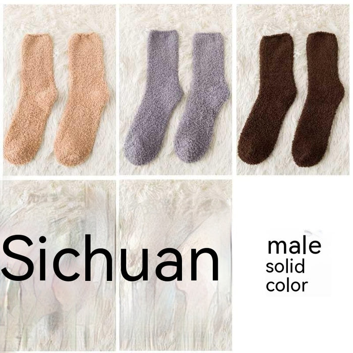 Coral Fleece Socks Men Cute Fluffy Winter High Tube Mao Mao