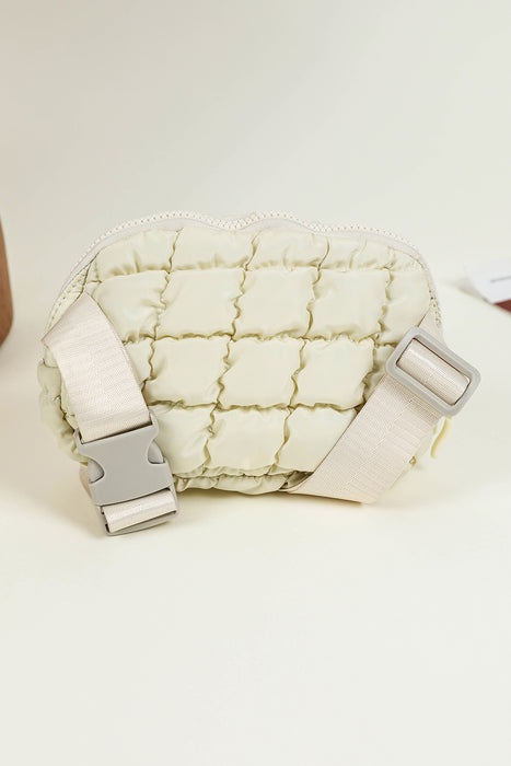 Beige Casual Puffy Quilted Crossbody Bag