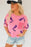 Pink Sequin Boots Graphic Patchwork Crew Neck T Shirt