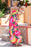 Multicolor Geometric Colorblock V Neck Tiered Maxi Dress