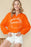 Orange Game Day Lettering Rugby Notched Neck Cropped Sweatshirt