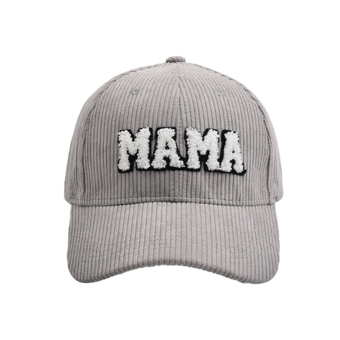 Letter MAMA Embroidered Corduroy Baseball Cap Cap Female Parent-child Style