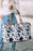 White Animal Spots Printed Leather Tote Bag