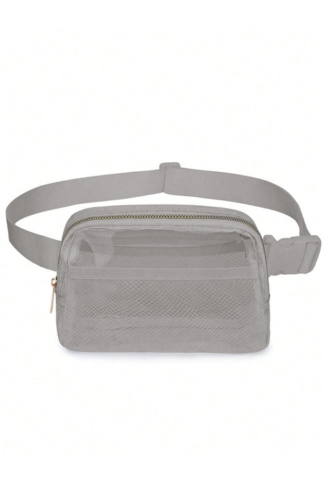 Black Adjustable Straps Zipper Clear Waist Bag