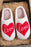 Fiery Red Valentine Love Heart Pattern Home Fuzzy Slippers