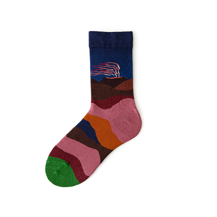 Colorful Creative Graffiti Portrait Personalized Mid-calf Length Socks