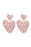 Pink Rhinestone Pearl Dual Heart Shape Valentine Earrings