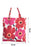 Red Flower Print Portable Cotton Cloth Bag