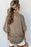 Taupe Collared Half Buttoned Batwing Sleeve Oversized Shirt