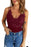 Red Casual Lace Overlay Strappy Hollow Out Camisole Top