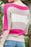 Rose Contrast Stripe Half Sleeve Knit Top