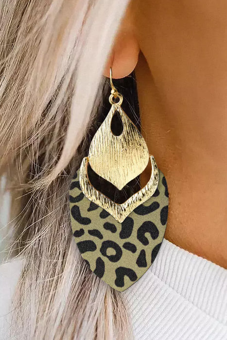 Leopard Hollow Out Leave Shaped Drop Earrings