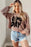 Khaki Game Day Graphic Crop Corded Knit Top