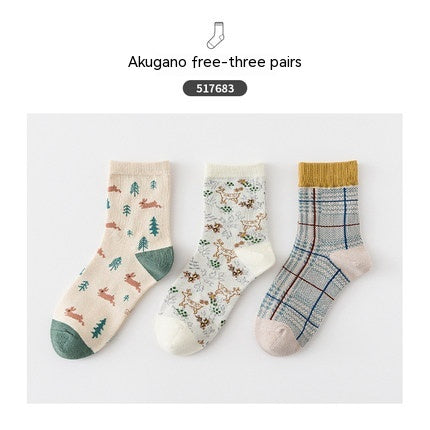 Cartoon Mid Tube Trendy Cotton Women's Socks