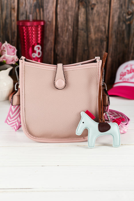 Pink Casual Solid Braid Strap Crossbody Bag