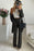 Black Metallic Ribbed Cardigan And Flare Pants Outfit