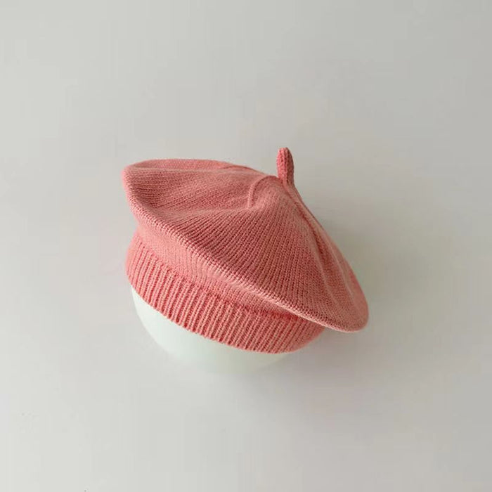 Candy Color All-match Knitted Children's Western Style Leisure Wool Painter Cap