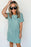 Blue Ribbed Chest Pocket Casual T Shirt Dress