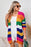 Multicolor Striped Print Button Front Knitted Long Cardigan