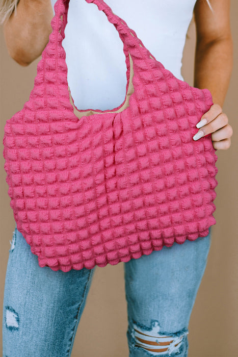 Rose Textured Pleated Bubble Shoulder Bag