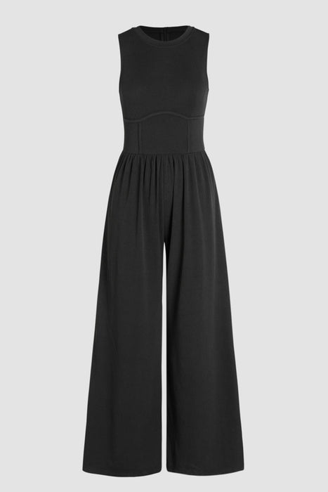 Black Sleeveless High Waist Wide Leg Jumpsuit