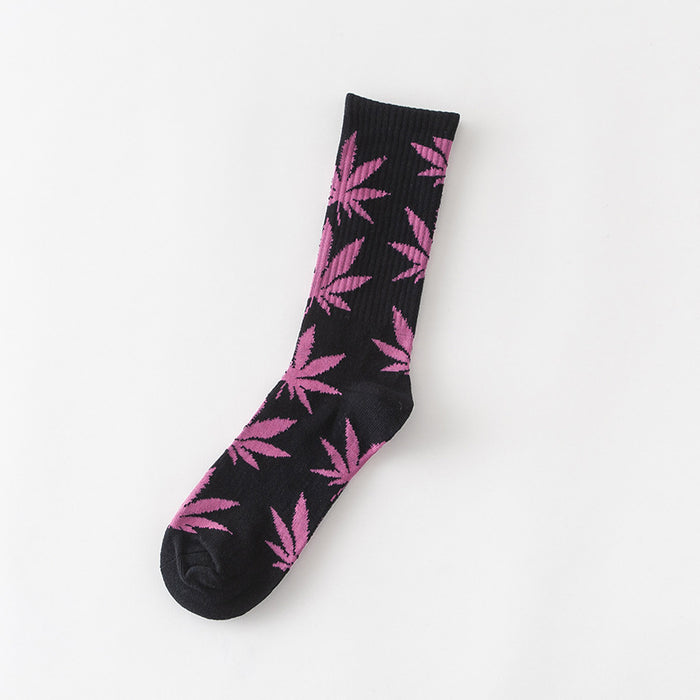 Women's Leaves Are Cotton Middle Tube Socks Thick