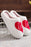 Fiery Red Valentine Love Heart Pattern Home Fuzzy Slippers