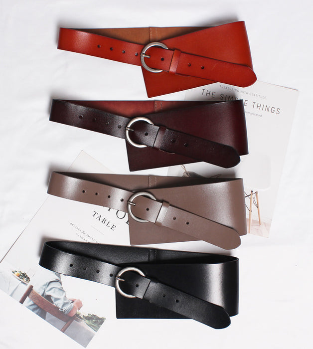 Women's Genuine Leather Wide Belt With Skirt