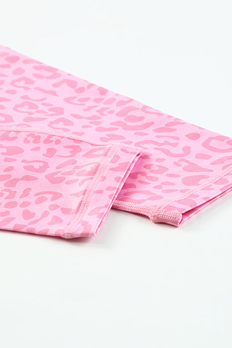 Pink Leopard Print Ankle-length High Waist Leggings