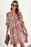 Multicolor Floral Print Split V Neck Half Sleeve Casual Tunic Dress