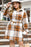 Khaki Plus Size Plaid Flounce Sleeve Button Up Shirt Dress