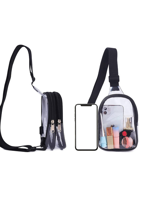 Black Multipurpose Clear Crossbody Sling Bag