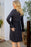 Dark Grey Button Front Long Sleeve Casual Tunic Dress