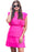 Bright Pink Pleated Layered Ruffle Sleeveless Mini Dress