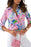 Pink Abstract Floral Print Buttoned Sheath Long Sleeve Shirt