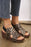 Chestnut Leopard Print Hollow Out Wedge Sandals