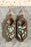 Mint Green Aniaml Print Insert Wooden Hollowed Earrings