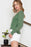 Green U Neck Textured Long Sleeve Top