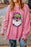 Pink Santa Claus Graphic Drop Shoulder Split Sweatshirt