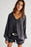 Grey Textured Exposed Seam Pullover Sweatshirt for Women