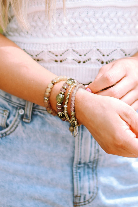 Brown Bohemian Crystal Pendant Tassel Bracelet