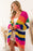 Multicolor Striped Print Button Front Knitted Long Cardigan