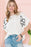 White Floral Pattern Short Batwing Sleeve Knitted Top